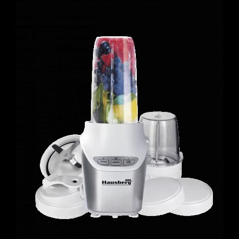 Blender 2 in 1 , Hausberg HB-7705AB, putere 1000W, Nutrition Extractor,8 pcs Alb